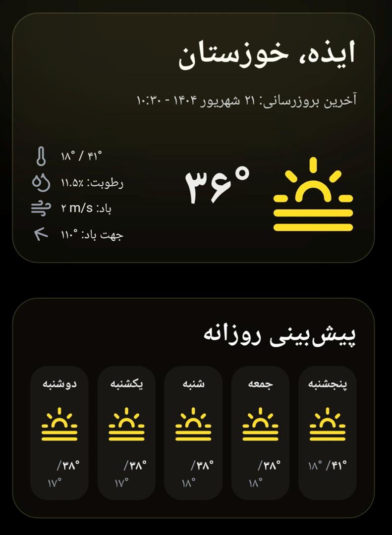 ایذه با ۱۷.۲ درجه خنک‌ترین نقطه خوزستان شد