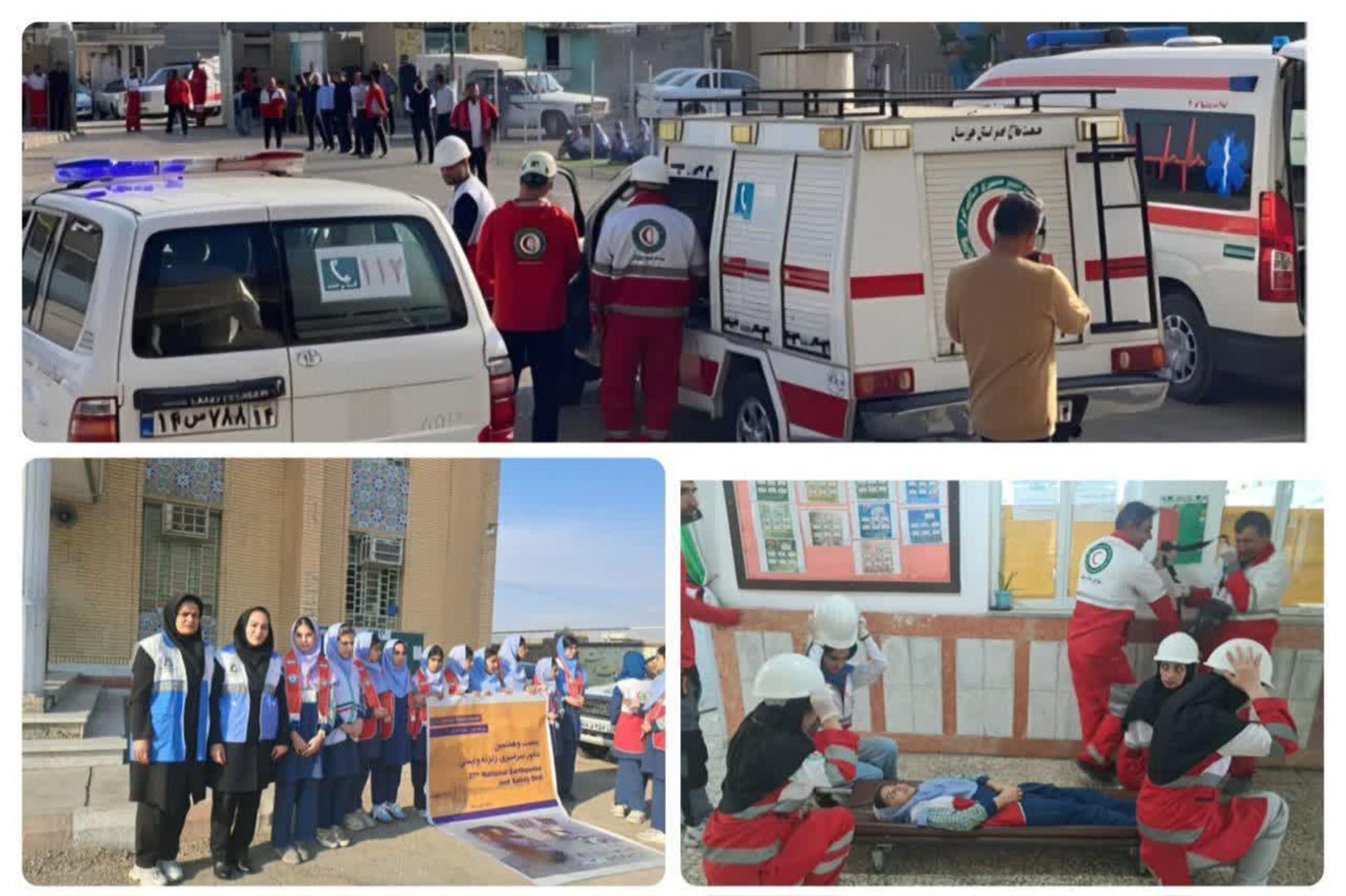 مانور سراسری زلزله در ایذه با مشارکت گسترده دستگاه‌های امدادی برگزار شد