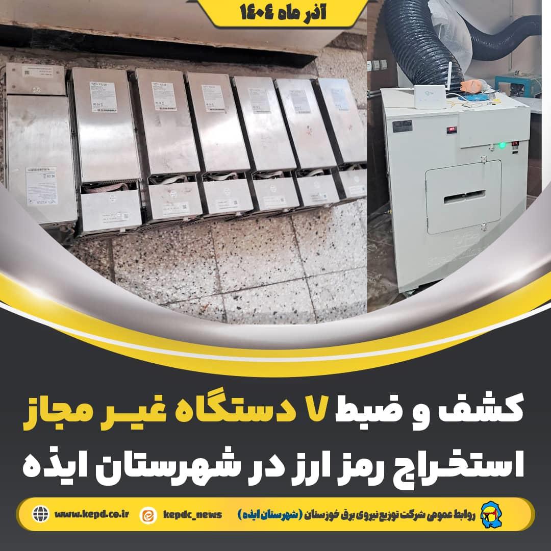 کشف 7 دستگاه استخراج غیرمجاز رمز‌ارز در ایذه