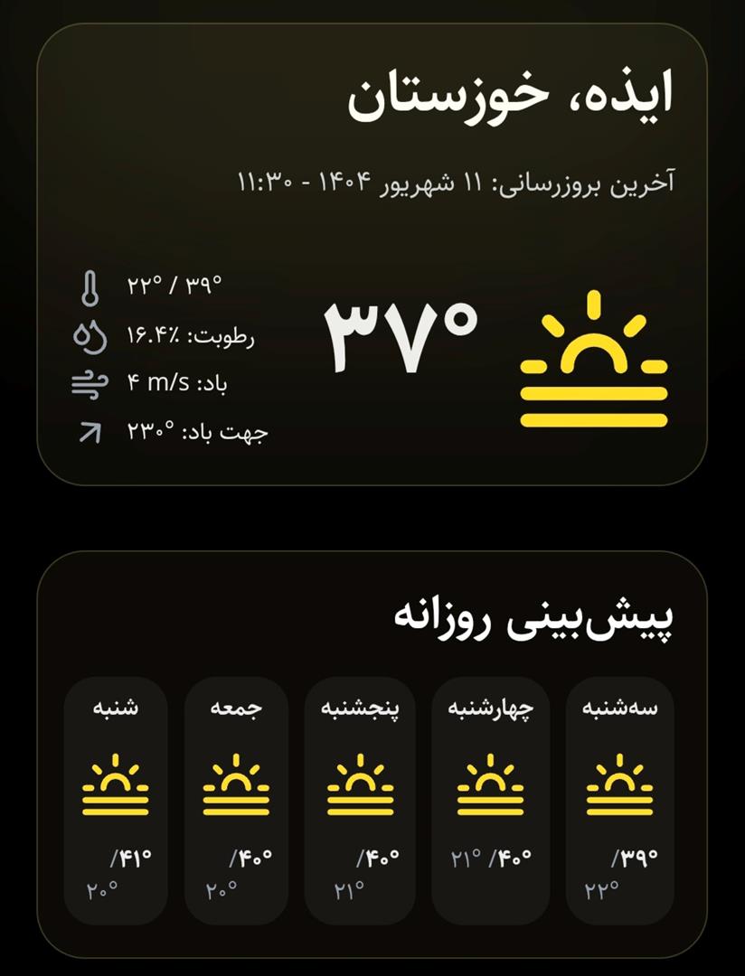 پیش‌بینی افزایش رطوبت و شرجی در خوزستان/ ایذه خنک‌ترین و رامشیر گرم‌ترین نقطه استان