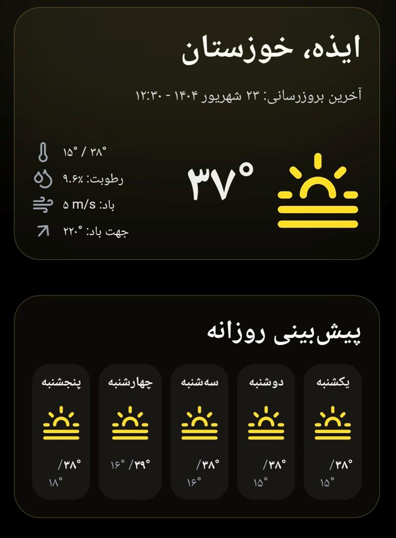 پیش‌بینی وضعیت هوای خوزستان – ۲۳ شهریور ۱۴۰۴
