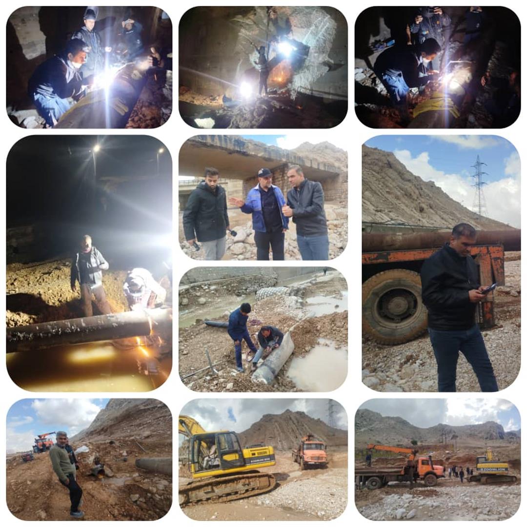 پایان عملیات اتصال خط انتقال آب ایذه پس از 18 ساعت تلاش بی‌وقفه