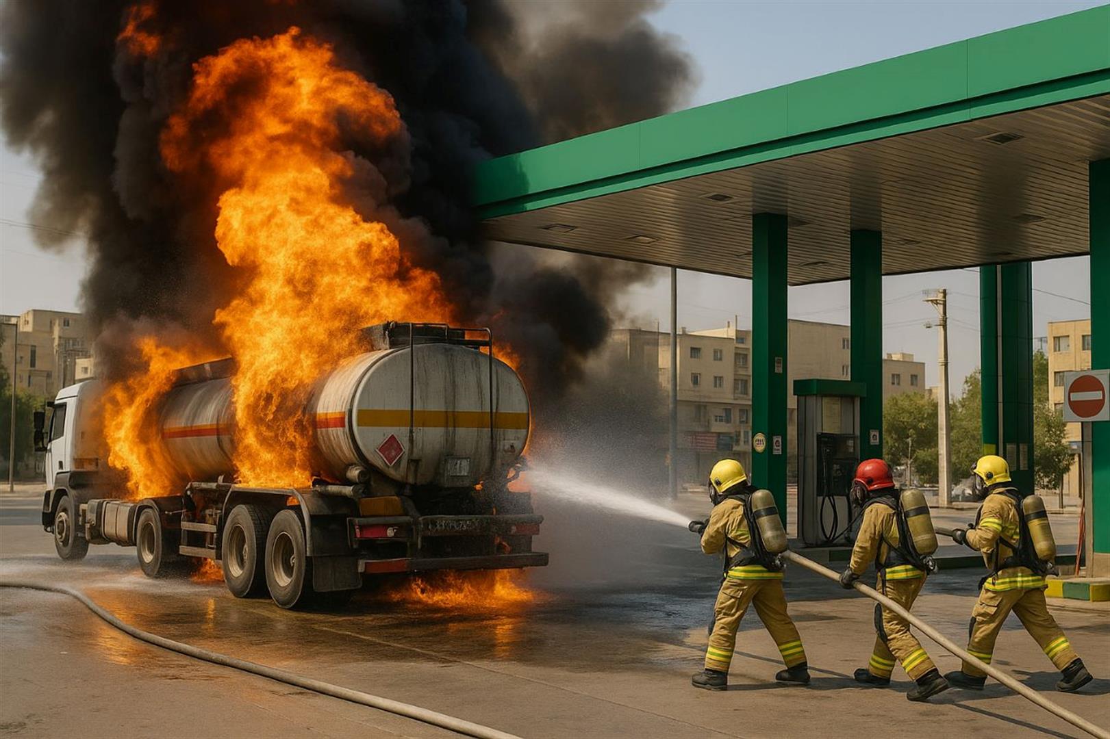 مهار آتش‌سوزی تانکر سوخت در ورودی شهر ایذه