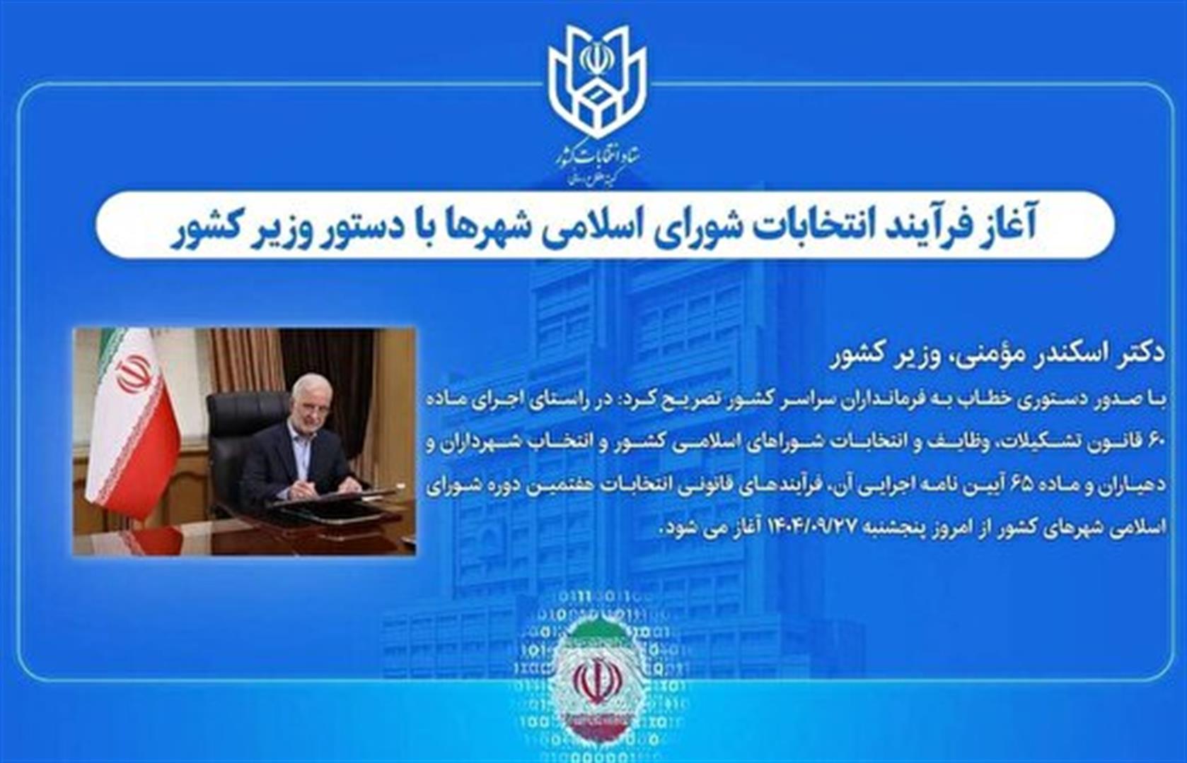 آغاز فرآیند انتخابات هفتمین دوره شوراهای اسلامی شهر در کشور